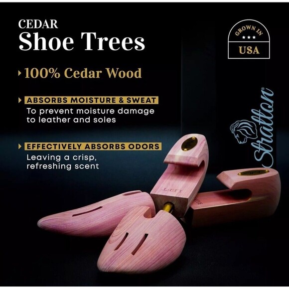 STRATTON CEDAR SHOE TREE MENS MEDIUM 9-10 FULL TOE SHOE SHAPER STRETCHER 1 PAIR - Picture 6 of 8